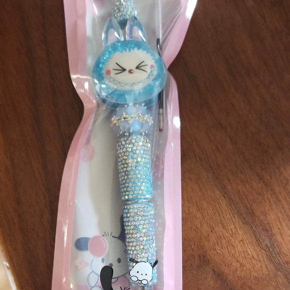 Cute Blue Rhinestone Pen with Labubu Design With Refill Custom Made - Picture 1 of 1